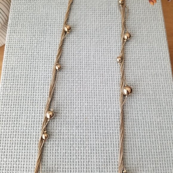 Silver Twisted Long Chain and Beads Necklace - Picture 4 of 6